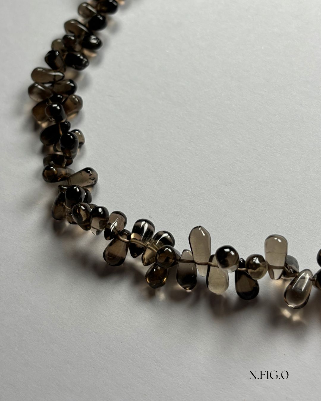 Artisan-crafted smoky quartz necklace with translucent brown crystal beads