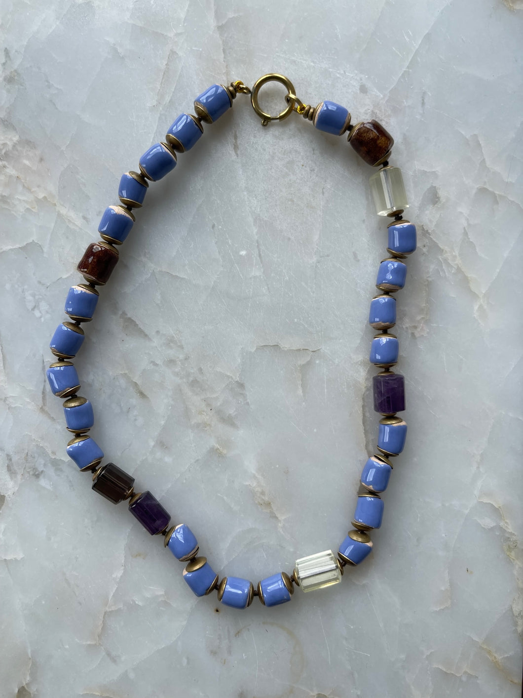 The Periwinkle Ceramic Candy & Crystal necklace